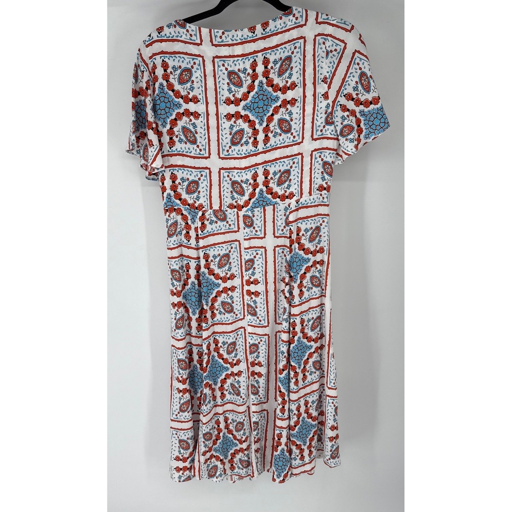 Maeve Anthropologie Praslin Midi Dress Womens 4 Red Blue White Button Front Boho - Picture 3 of 9